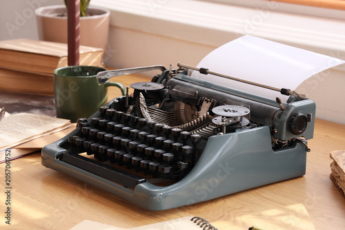 Vintage typewriter with bla...