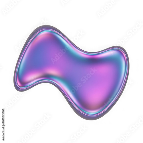 Abstract shiny purple and teal heart shaped glossy reflective surface design transparent background