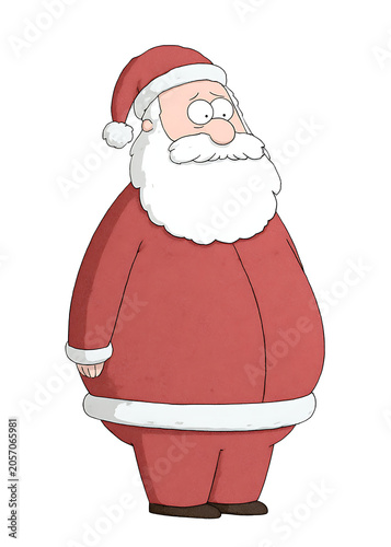 A cartoon illustration of Santa Claus wearing red suit and hat.