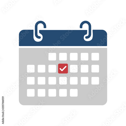 Vector illustration of a calendar icon with a checked date, symbolizing organization and planning
