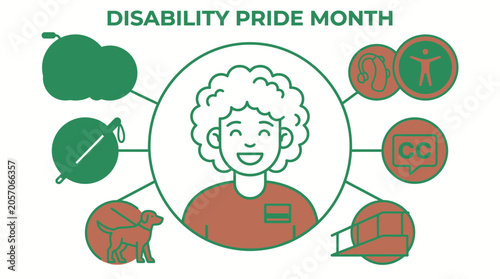 Disability Pride Month Illustration with Diverse Symbols