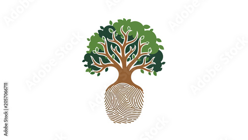 Cuadro en lienzo Tree with roots forming a fingerprint