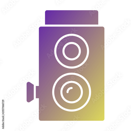 Vintage Camera icon illustration. This is a vector single icon with a solid gradient style. It is suitable for various purposes, including website design, mobile app design, and logo design.