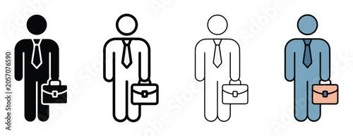 Photos businessmen icons in different colors standing with briefcases in hand  busines