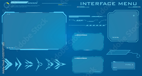 High Tech HUD Interface Panels and Menu Elements Set