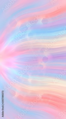 Pastel Rainbow Swirls with Hexagonal Bokeh and Glitter - Abstract Background