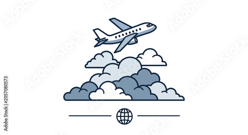 Airplane Flying Through Clouds Global.