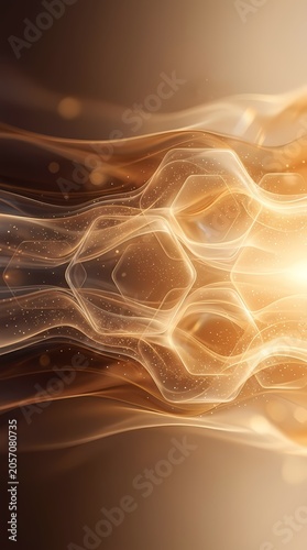 Golden Hexagonal Waves and Particles Abstract Background