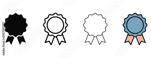 Fotografie rosette award ribbons with tails for decoration or recognition purposes  various