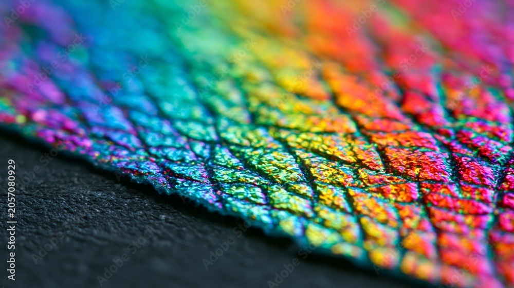 Fototapeta premium Crackled Rainbow Material Texture in Macro View