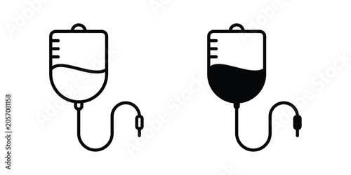 Blood transfusion icon line and fill concepts