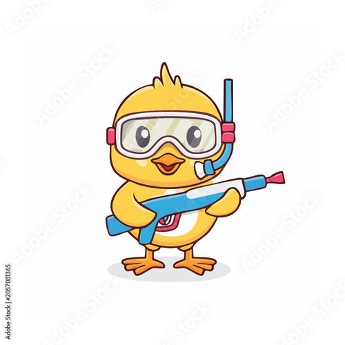 Cartoon robot with blue and yellow colors