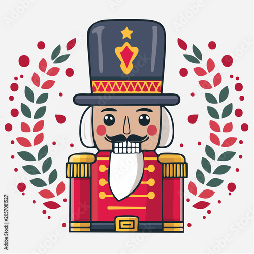 Cute Nutcracker Character with Festive Wreath
