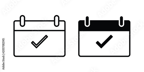 Foto Calendar check icon line and fill concepts
