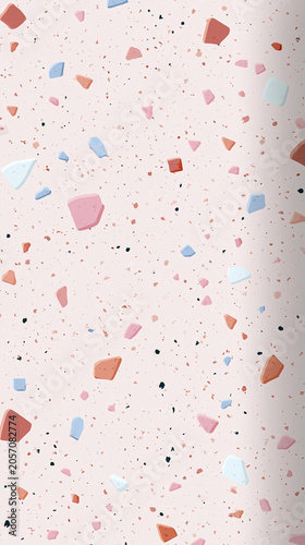 Blush terrazzo texture with sparse pastel fragments showcasing modern minimal surface design and elegant beauty branding concept