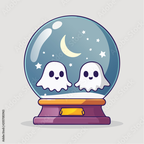 Cute Ghosts in a Snow Globe