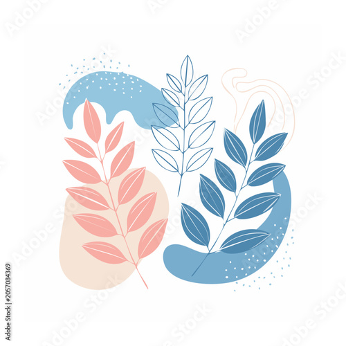 Tropical leaves with water droplets vector