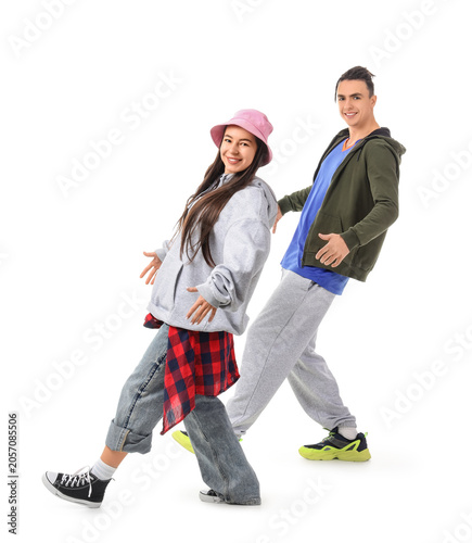 Young couple of happy hip-h...