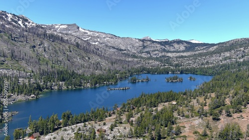 Schilderij op canvas Echo Lakes and summit with desolation wilderness taken from a aerial point of view
