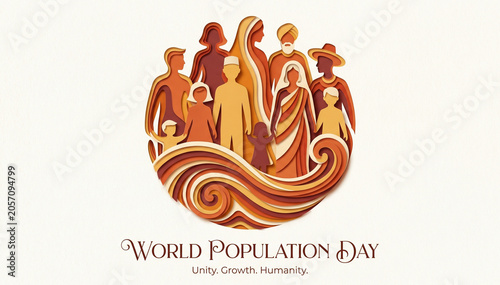 World Population Day Diverse Community Gathering Illustration for Global Unity Awareness Campaign
