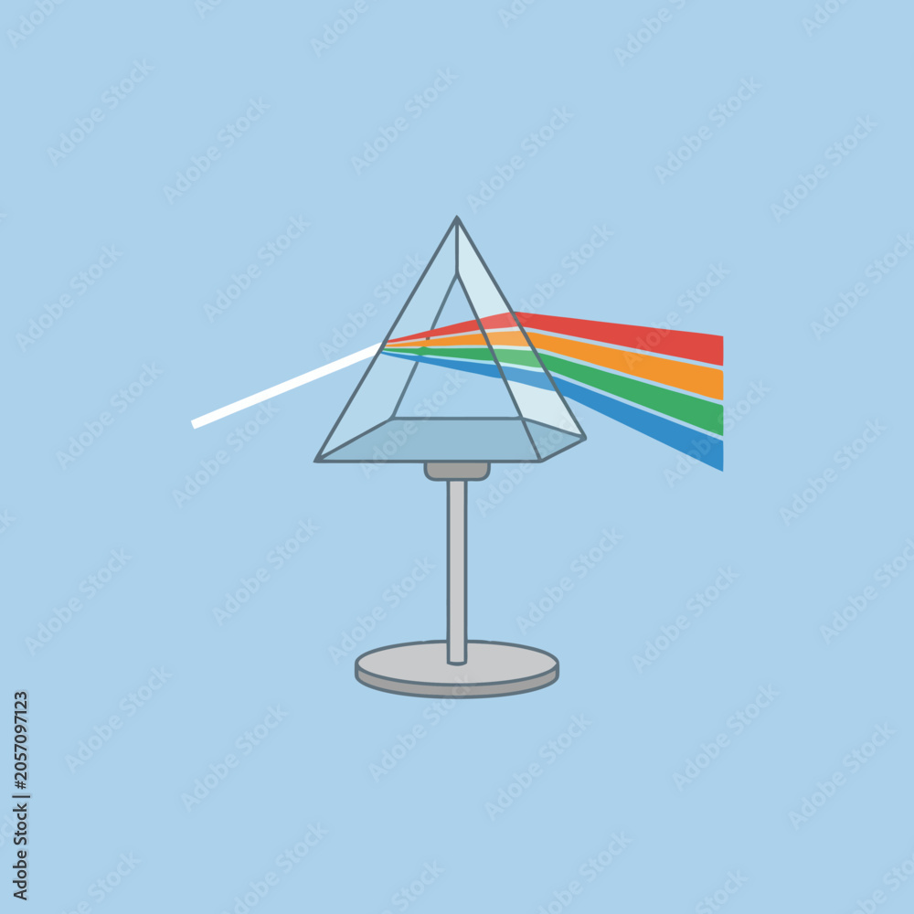 Fototapeta premium A glass prism refracts white light into a colorful spectrum