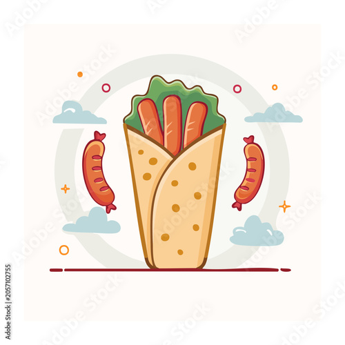 Flat design paper bag with carrots and leaves