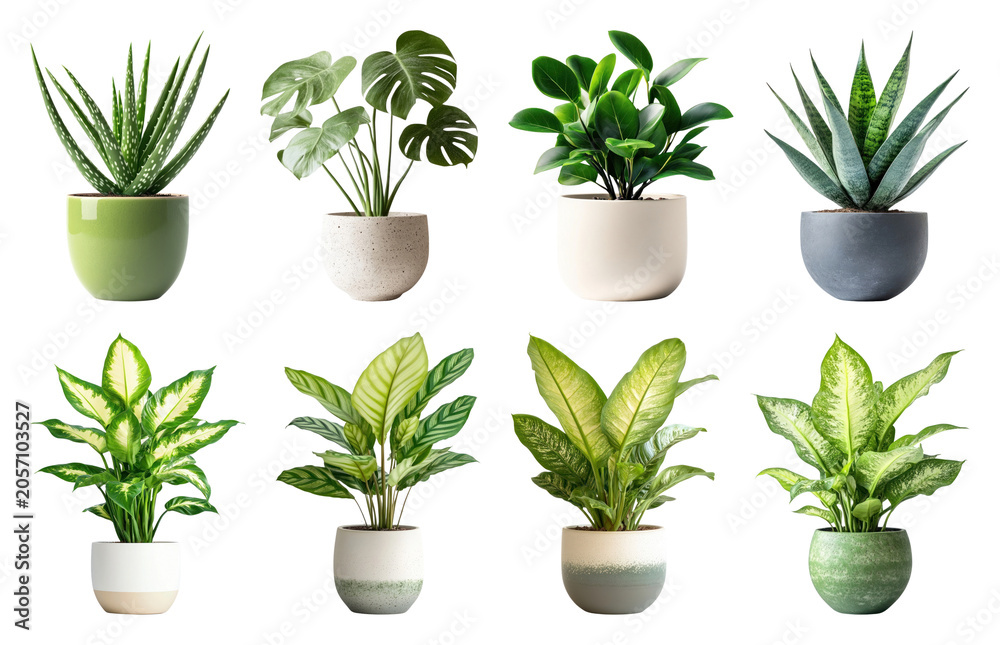Fototapeta premium PNG Vibrant potted indoor plants on transparent background