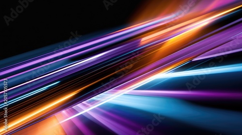 Abstract streaks of light, purple, orange, and blue, create dynamic motion