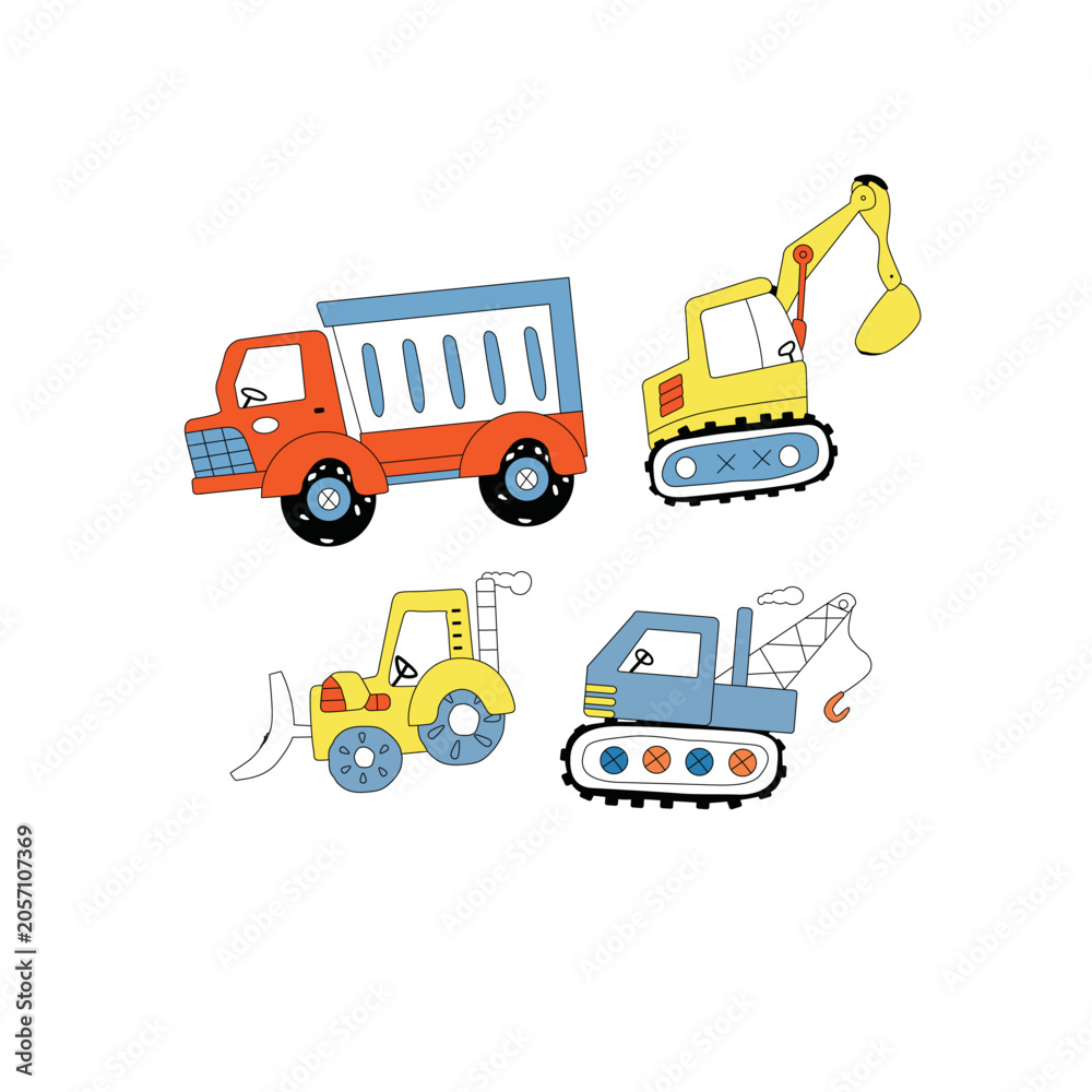 Fototapeta premium collection contruction cute k...