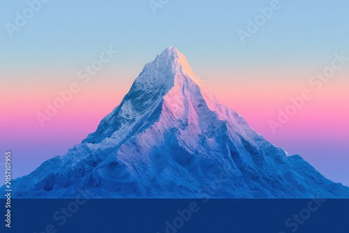 Majestic snow-capped peak against a soft gradient sky at dawn