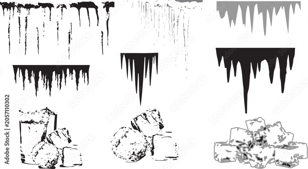Fototapeta premium Hand Drawn Floral Snowflake Patterns Vector Illustration Set on White Background