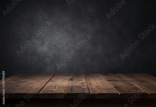 Product display background template with empty wooden plank desk
