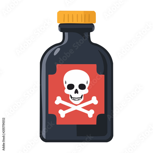 Poison bottle with skull and crossbones warning symbol
