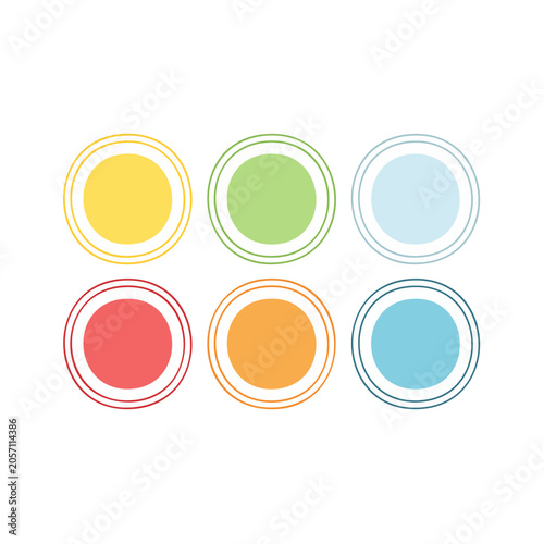 Set of colorful circles on a transparent background