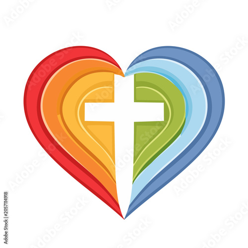 Heart with Christian Cross Symbol