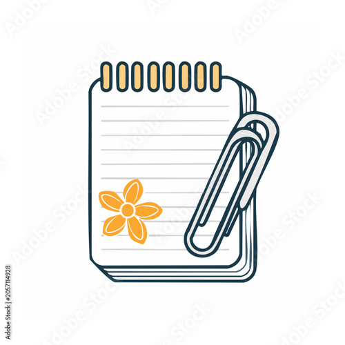 Minimalist notebook with flower and pencil vector