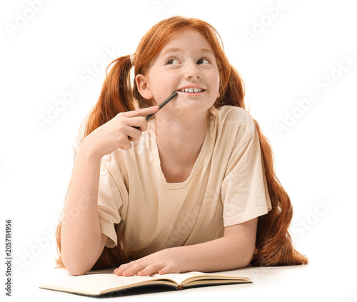 Teenage redhead girl with n...