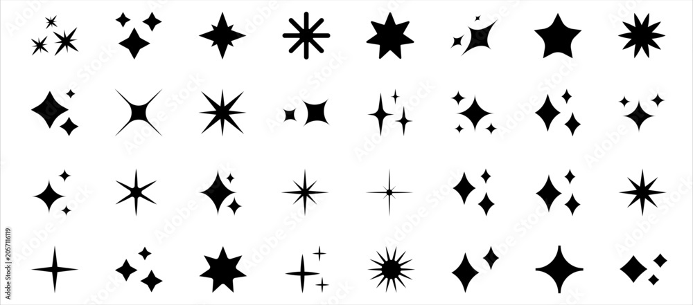 Fototapeta premium Stars collection. Star vector icons. Golden and Black set of Stars, isolated on transparent background. Star icon. Stars in modern simple flat style. Vector illustration