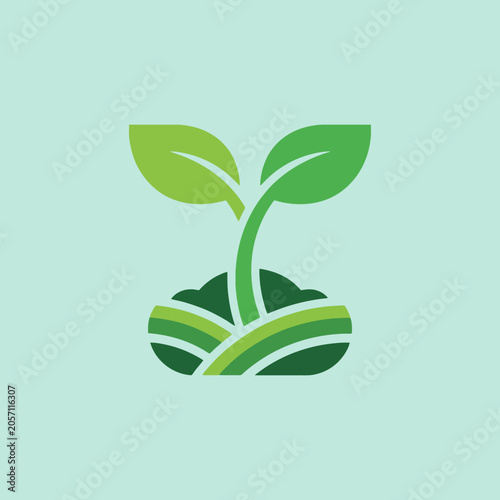 Green plant sprout growing from a mound of soil illustration