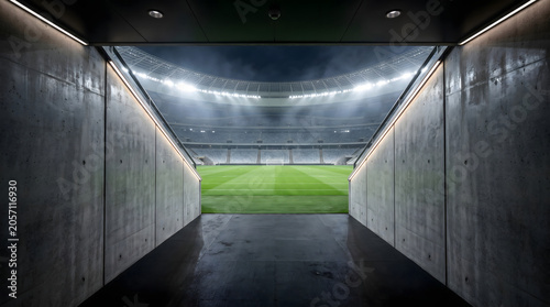 Empty Football Stadium Entrance Hallway Before Match