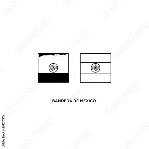 Minimalist Outline Icon Set Of Mexican National Flag