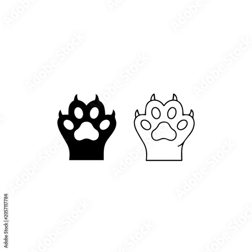 Minimalist Black and White Cat Paw Print Icon