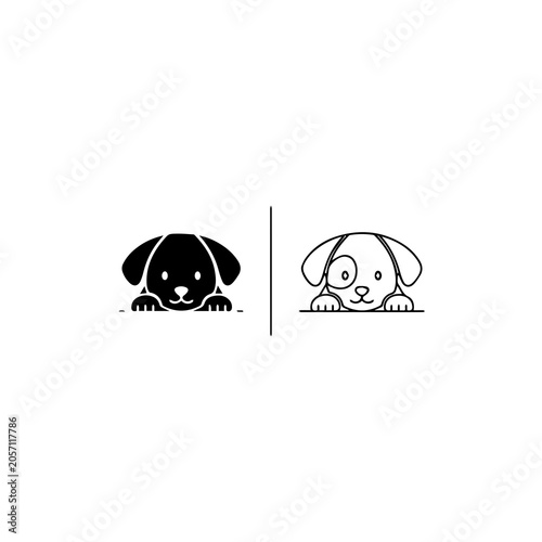 Minimalist Cute Puppy Logo and Line Art Design