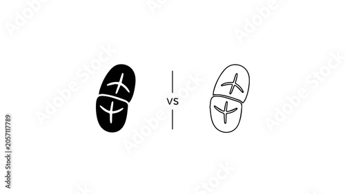 Bread Loaf Comparison Solid Versus Outline Icons