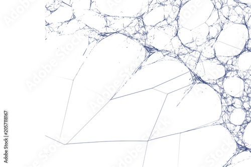Abstract Blue Fractal Network and Intricate Web Structure on transparent Background