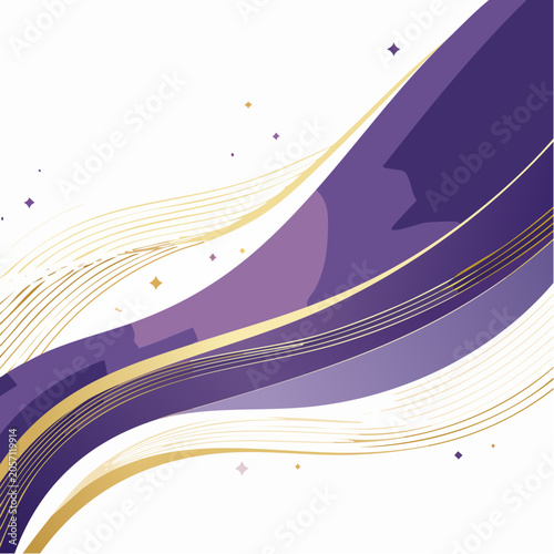 Abstract Purple and Gold Wavy Lines Background