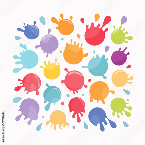 Colorful Paint Splatters and Drops