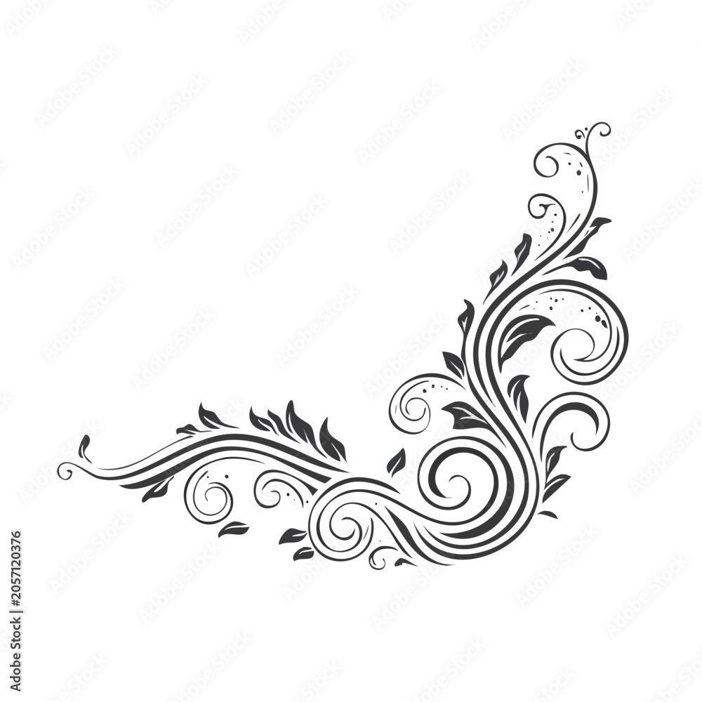 Fototapeta premium Black and white ornamental swirl vector pattern