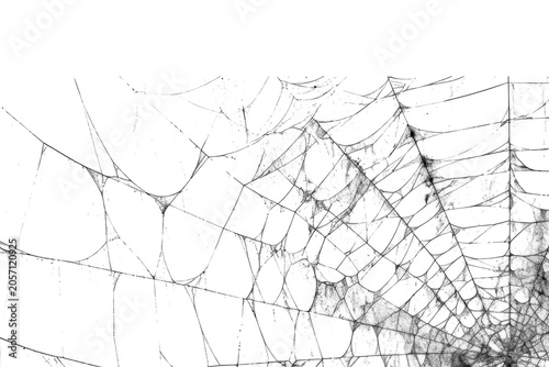 Detailed Black and White Spider Web Texture - Abstract Arachnid Silk Pattern on transparent Background