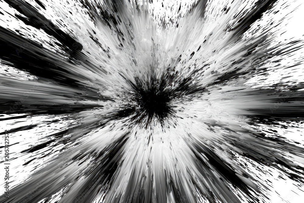 Obraz premium Black And White Abstract Tunnel Burst With Dynamic Motion Lines
